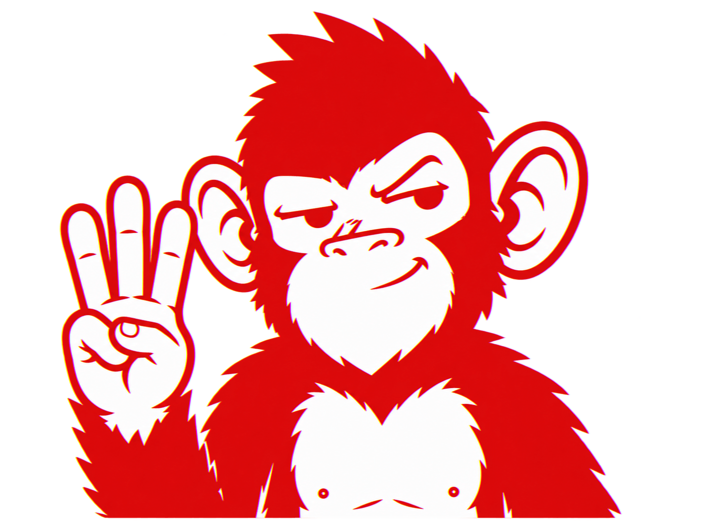 Le singe lève trois doigts